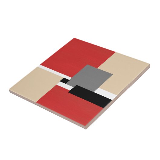 Red Beige Gray Schwarz-weiß Geometric Fliese (Seite)