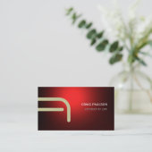 Red Beige Grey Monogram Attorney Business Card Visitenkarte (Stehend Vorderseite)