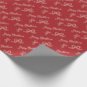 Red Beige Merry Christmas Bow Pattern Geschenkpapier (Ecke)