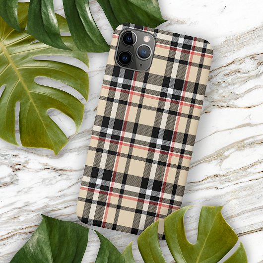 Red Beige Schwarz-weiß Squares Tartan Kariertes Mu Case-Mate iPhone Hülle