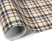 Red Beige Schwarz-weiß Squares Tartan Kariertes Mu Geschenkpapier (Rolleneckpunkt)