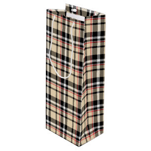 Red Beige Schwarz-weiß Squares Tartan Kariertes Mu Geschenktüte Für Weinflaschen