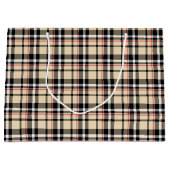 Red Beige Schwarz-weiß Squares Tartan Kariertes Mu Große Geschenktüte (Vorderseite)