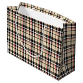 Red Beige Schwarz-weiß Squares Tartan Kariertes Mu Große Geschenktüte (Rückseite Schrägansicht)