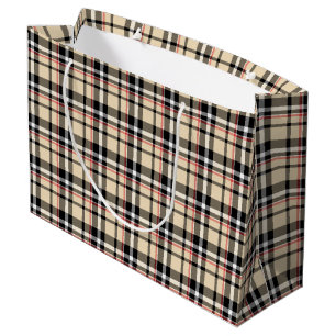Red Beige Schwarz-weiß Squares Tartan Kariertes Mu Große Geschenktüte