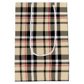 Red Beige Schwarz-weiß Squares Tartan Kariertes Mu Mittlere Geschenktüte (Rückseite)