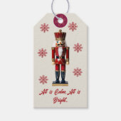 Red Beige Snowflake Nutcracker Geschenkanhänger (Vorderseite)