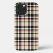 Red Beige Tan Schwarz-weiße Schotte Clan Kariertes iPhone Hülle (Rückseite)