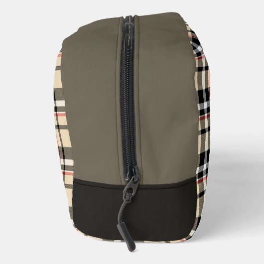 Red Beige Tan Schwarz-weiße Schotte Clan Kariertes Waschbeutel (Rechts)