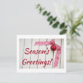 Red Bell Red Gingham Ribbon Postkarte (Stehend Vorderseite)