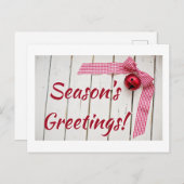 Red Bell Red Gingham Ribbon Postkarte (Vorne/Hinten)