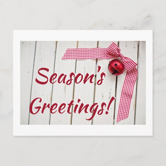 Red Bell Red Gingham Ribbon Postkarte (Vorderseite)