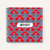 Red Bellflower Name Personalized Cute Notebook Notizblock (Vorderseite)