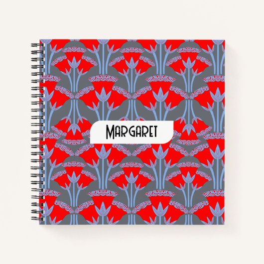 Red Bellflower Name Personalized Cute Notebook Notizblock (Vorderseite)