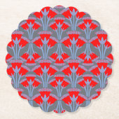 Red Bellflower Scalloped Round Paper Coaster  Untersetzer (Vorderseite)