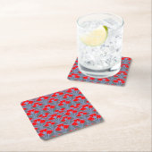 Red Bellflower Square Paper Coaster  Rechteckiger Pappuntersetzer (Vor Ort)