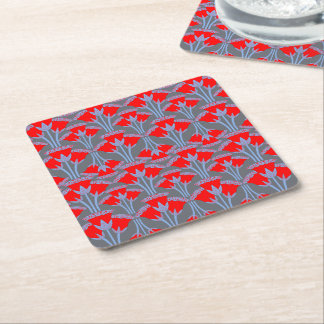 Red Bellflower Square Paper Coaster  Rechteckiger Pappuntersetzer