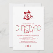 Red Bells Minimalistisches Weihnachts-Party Einladung (Vorderseite)