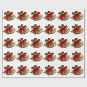 Red Bells White Wrapping Paper Geschenkpapier (Flach)