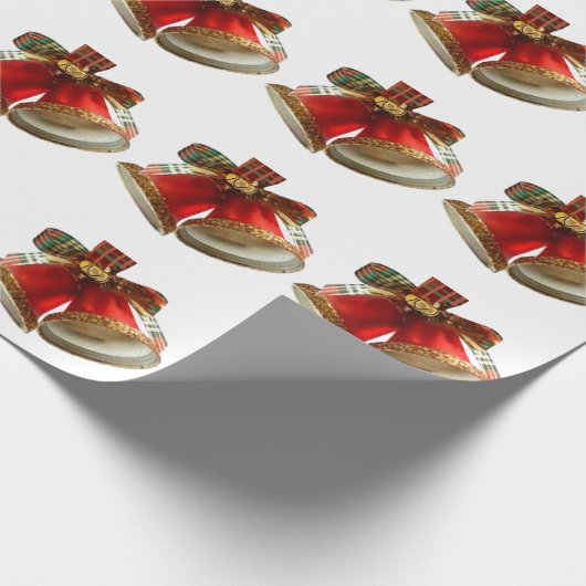 Red Bells White Wrapping Paper Geschenkpapier (Ecke)