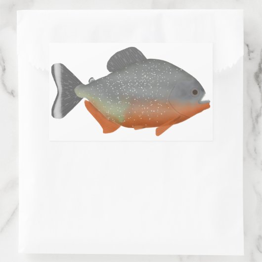 Red Belly Piranha Rechteckiger Aufkleber (Tasche)