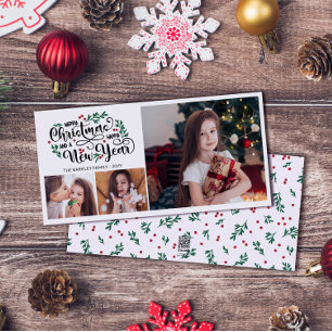 Red Berries 3 Foto Frohe Weihnachtsfeier Neues Jah Feiertagskarte