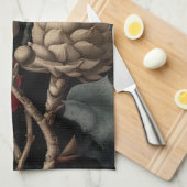 Red Berries and Exotic Seed Pods on Black Geschirrtuch (Viertel Falte)