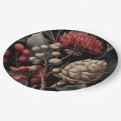 Red Berries and Exotic Seed Pods on Black Pappteller (Schrägansicht)