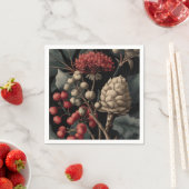 Red Berries and Exotic Seed Pods on Black Serviette (Beispiel)