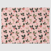 Red berries and holly on pink seidenpapier (Vorderseite)