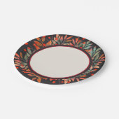 Red Berries & Aquamarine Blätter Dunkel Pappteller (Schrägansicht)