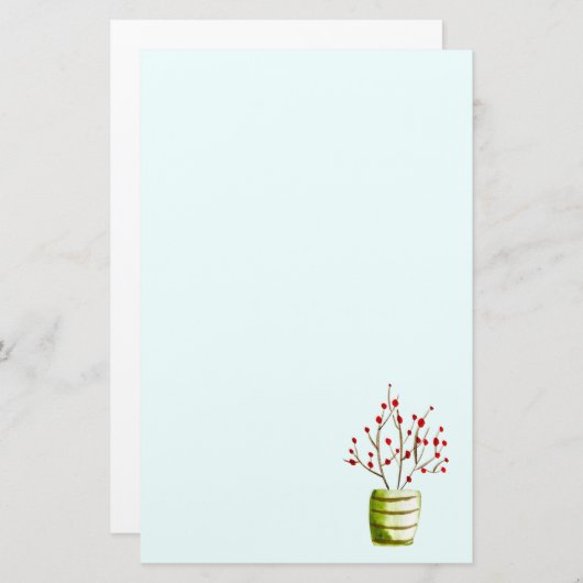 Red Berries Aquarellen Weihnachten Briefpapier (Vorne/Hinten)