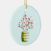 Red Berries Aquarellen Weihnachten Keramik Ornament (Rechts)