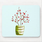Red Berries Aquarellen Weihnachten Mousepad (Vorne)