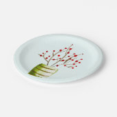 Red Berries Aquarellen Weihnachten Pappteller (Schrägansicht)