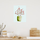 Red Berries Aquarellen Weihnachten Poster (Küche)