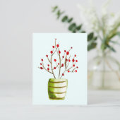 Red Berries Aquarellen Weihnachten Postkarte (Stehend Vorderseite)