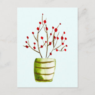 Red Berries Aquarellen Weihnachten Postkarte