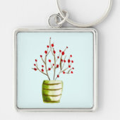 Red Berries Aquarellen Weihnachten Schlüsselanhänger (Vorne)