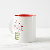 Red Berries Aquarellen Weihnachten Zweifarbige Tasse (Vorderseite Links)