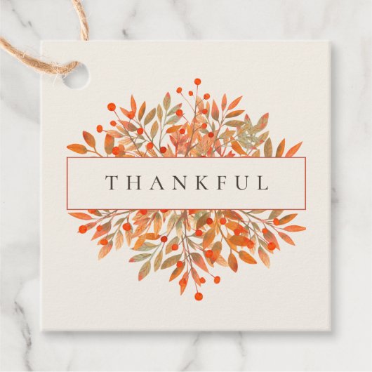 Red Berries & Blätter Anpassbare botanische Elfenb Geschenkanhänger (Vorderseite)