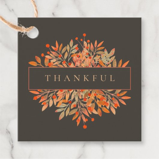 Red Berries & Blätter Anpassbare braune botanische Geschenkanhänger (Vorderseite)