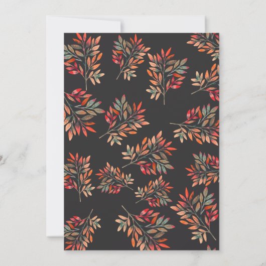 Red Berries & Blätter Custom Erntedank Dinner Einladung (Rückseite)