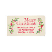 Red Berries Blätter Elfenbeinküste Weihnachtsfeier Adressaufkleber (Vorne)