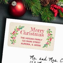 Red Berries Blätter Elfenbeinküste Weihnachtsfeier Adressaufkleber