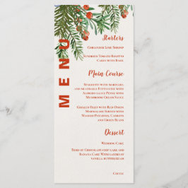Red Berries Blätter Festliche Weihnachtsfeier Menükarte