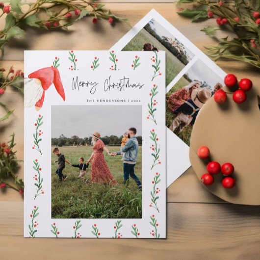 Red Berries Boho Frohe Weihnachtsfamilie Card Einladung