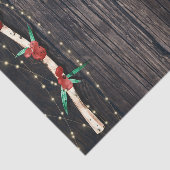 Red Berries Branches & Lights Rustic Holiday Party Seidenpapier (Ausschnitt)