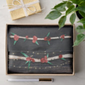 Red Berries Branches & Lights Rustic Holiday Party Seidenpapier (Geschenk)