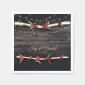 Red Berries Branches & Lights Rustic Holiday Party Serviette (Vorderseite)